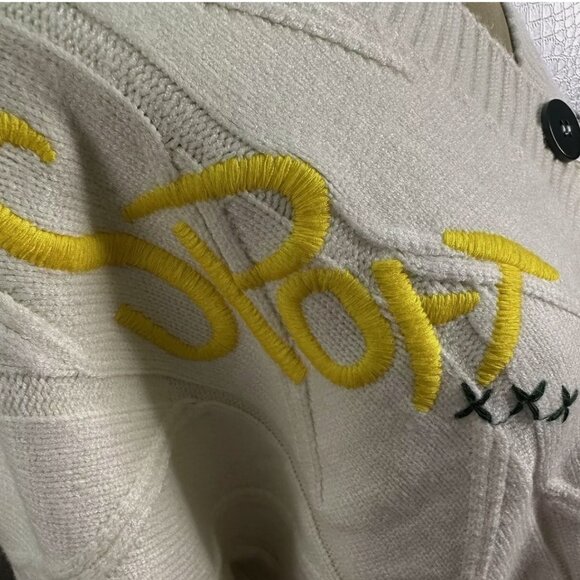 ebossy Embroidered Cable Knit Cardigan Sweater-Super Soft Whimsical Size Small - Picture 3 of 9